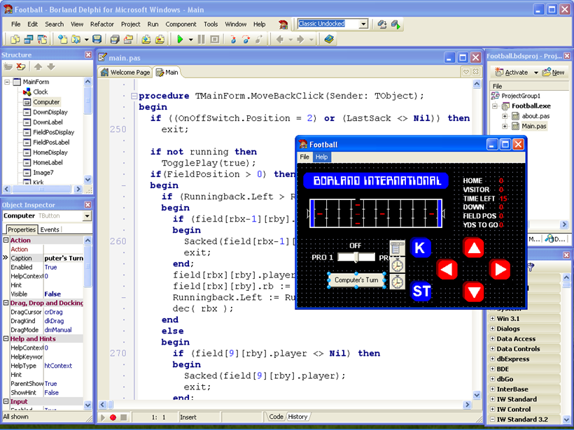 Capture d'écran de EDI Turbo Delphi pour Win32