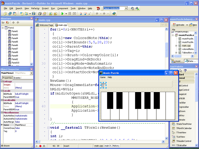 Capture d'écran de l'EDI Turbo C++ pour Win32